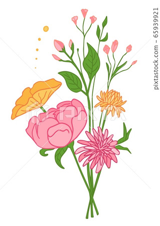 Download Collection Of Wild And Garden Blooming Flowers Stock Illustration 65939921 Pixta