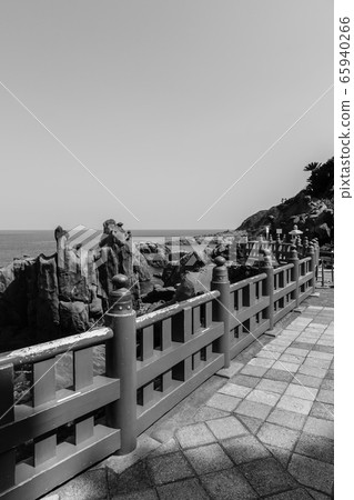 Udo Shrine, Udo Senjojiki Iwaiwa Monochrome [Ninan City, Miyazaki Prefecture] 65940266