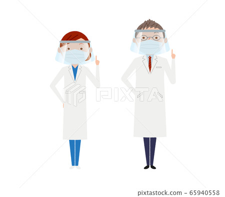 Mask face shield doctor male and female illustration 65940558