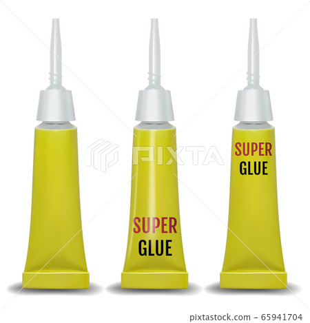 Super glue. 3D realistic metallic container glue . Vector 65941704