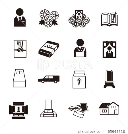 Funeral black and white simple icon set 65943318