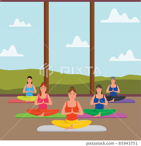A vector illustration of group of happy women A vector illustration of group of happy women 65943751