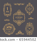Calligraphic vintage floral frames collection 65944502