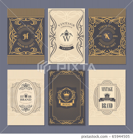 Calligraphic vintage floral cards collection Calligraphic vintage floral cards collection 65944505