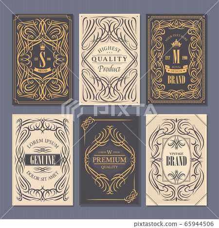 Calligraphic vintage floral cards collection Calligraphic vintage floral cards collection 65944506
