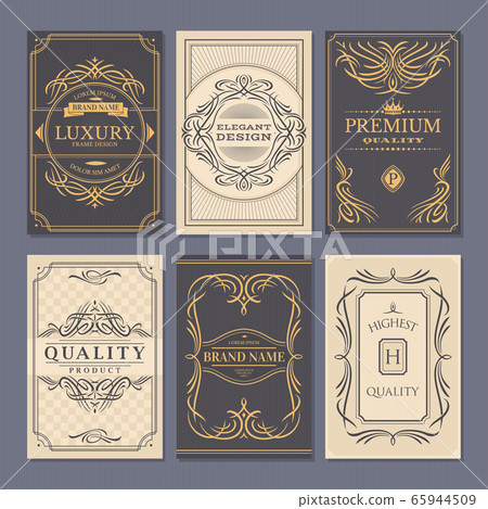 Calligraphic vintage floral cards collection Calligraphic vintage floral cards collection 65944509