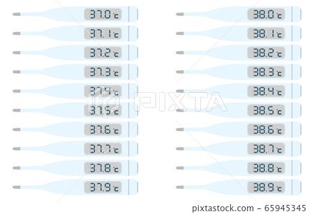 Illustration set of thermometer showing 37 degree range and 38 degree range 65945345