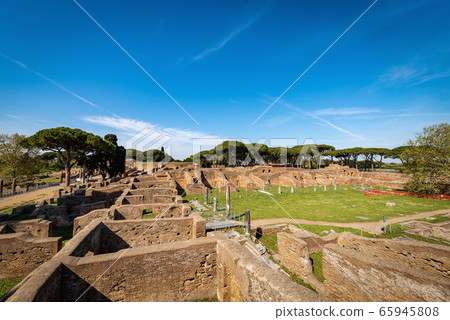 Roman buildings in Ostia Antica Archeological Site Rome Italy 65945808