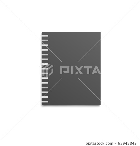 Mockup of top view lying blank black spiral notebook realistic style 65945842