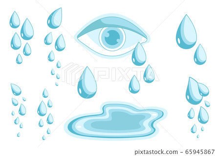 Tears set. Cry symbol of psychology problem 65945867