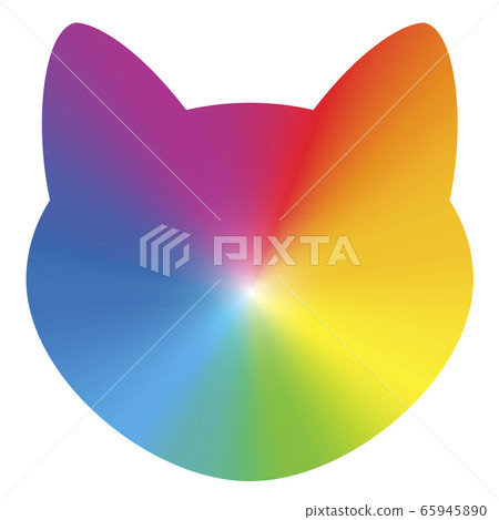 Cats head silhouette, rainbow colored background. Vector illustration on white background. Cats head silhouette, rainbow colored background. Vector illustration on white background. 65945890