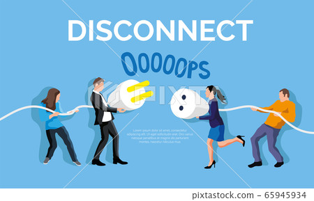 Disconnect plug concept. People holding cable. 65945934