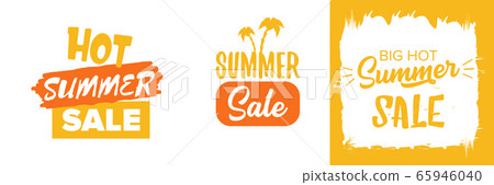 summer sale orange sticker set or label set. hot summer sale design template web banner or tag collection 65946040