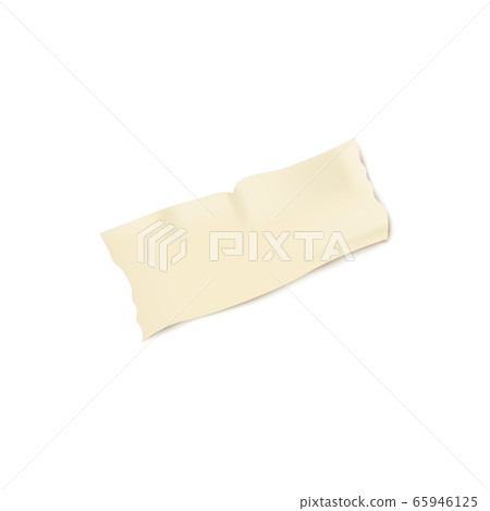 Beige adhesive or masking tape piece with torn edge realistic