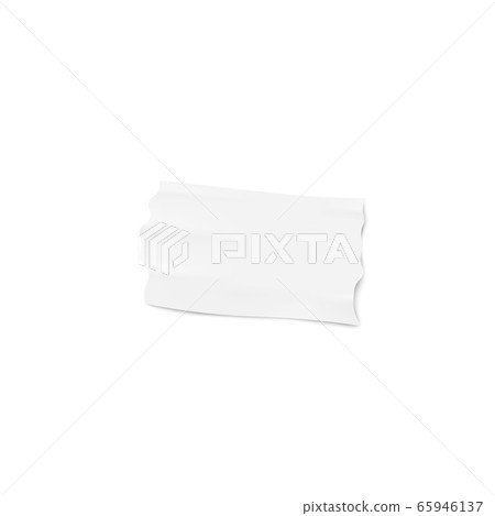 One piece of white adhesive or masking tape with torn edges realistic style 65946137