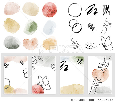 Art set of modern decor prints set abstract - Parts of set watercolor background. Art set of modern decor prints set abstract - Parts of set watercolor background. 65946752