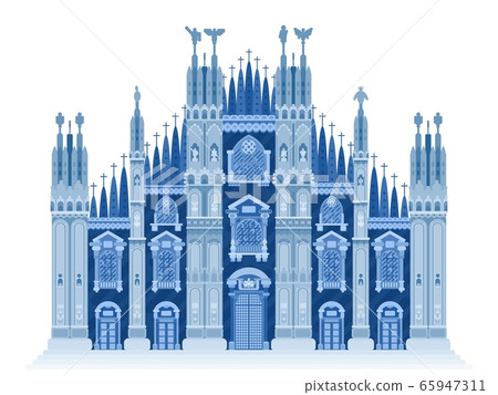 Milan cathedral blue illustration flat style new 65947311