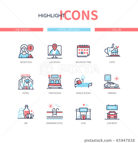 Hotel services - line design style icons set 65947838