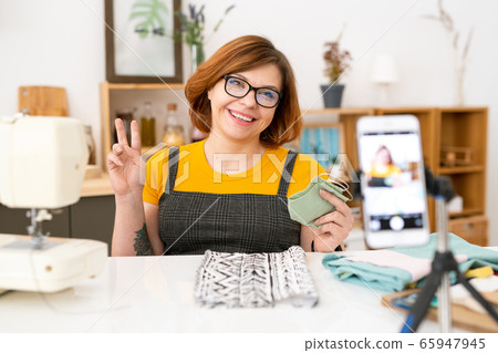 Seamstress shooting video lesson at home 65947945