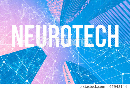 Neurotech theme with abstract patterns and skyscrapers Neurotech theme with abstract patterns and skyscrapers 65948144