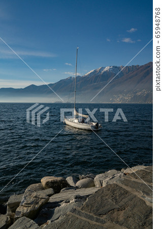A boat on the lake Maggiore in Ascona 65948768