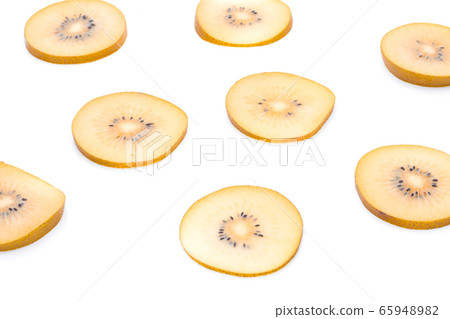 Golden kiwi fruit on a white background 65948982