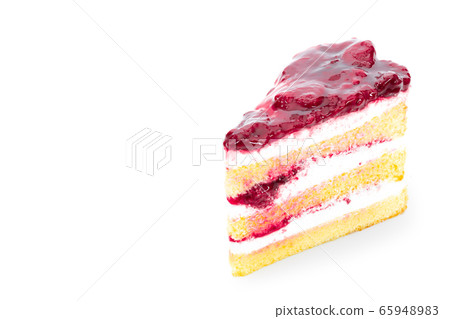 Jam Strawberry Cake on a white background 65948983