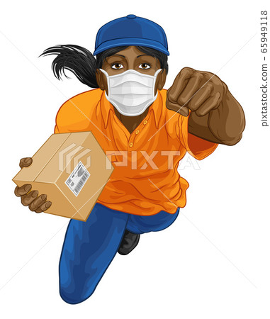 Delivery Superhero Delivering Package Parcel Box Delivery Superhero Delivering Package Parcel Box 65949118