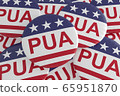 Pile of PUA Buttons With US Flag, 3d illustration 65951870