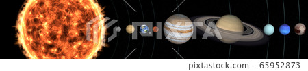 Solar system planets in outer space near sun. Solar system planets in outer space near sun. 65952873