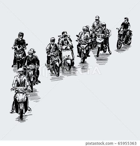 Drawing of the motorcycles struck at traffic light in Vietnam Drawing of the motorcycles struck at traffic light in Vietnam 65955363