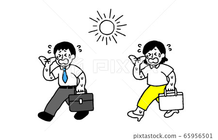 Office worker men and women who sweat with the... - Stock Illustration ...