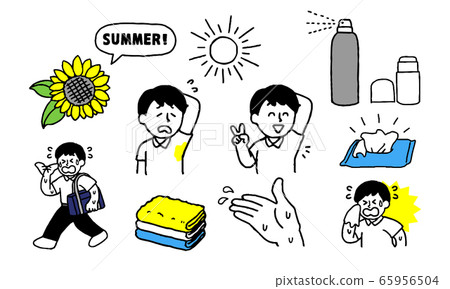School run boys set suffering from sweat in summer (simple) School run boys set suffering from sweat in summer (simple) 65956504