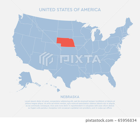 Nebraska On World Map United States Of America State Nebraska Usa Map - Stock Illustration  [65956834] - Pixta