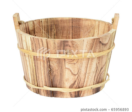 Wooden bucket on a white background 65956893