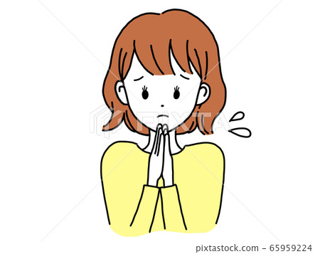 Woman apologize pose 65959224