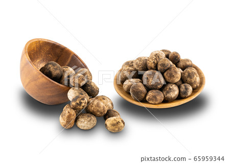 Mushroom Hygroscopic earthstar or False earthstar in a wooden bowl and in a wooden plate on white background with clipping path Mushroom Hygroscopic earthstar or False earthstar in a wooden bowl and in a wooden plate on white background with clipping path 65959344