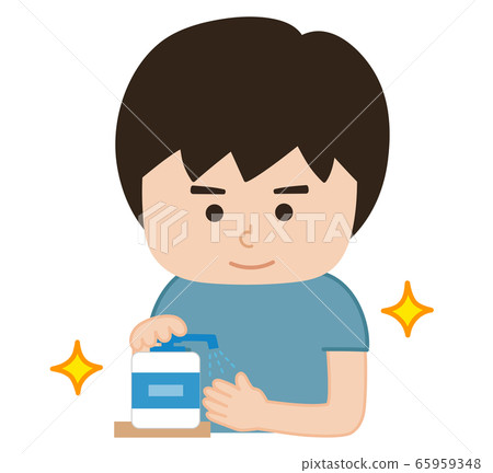 Illustration of a man using antiseptic solution 65959348