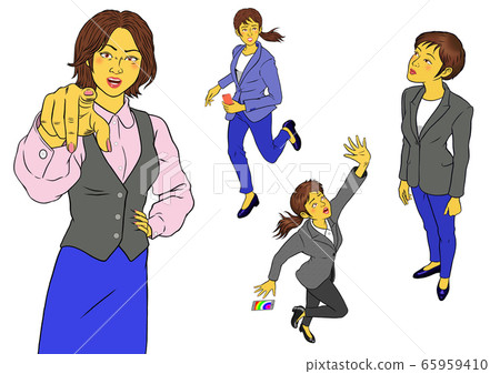 4 sets of female employees who get angry with their fingers and act 4 sets of female employees who get angry with their fingers and act 65959410