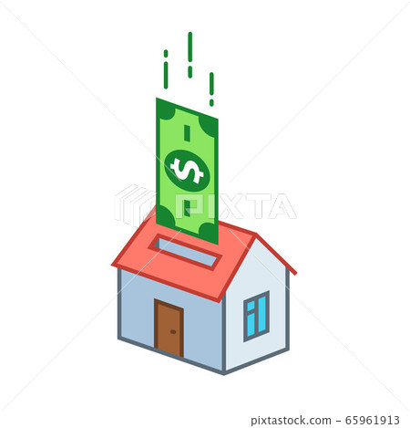 piggy bank house icon. invest in real estate. flat vector illustration. 65961913