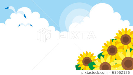 向日葵田間和夏雲背景1200x628橫幅兼容尺寸 65962126