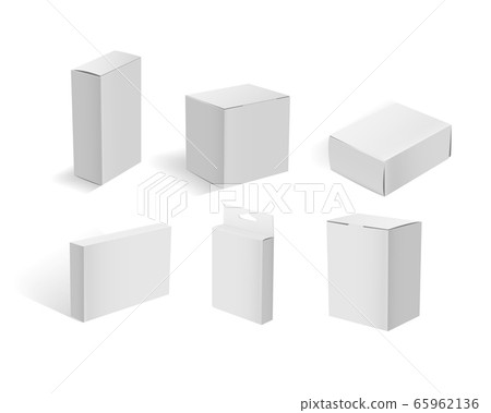 White cardboard boxes. Blank white packaging set 65962136