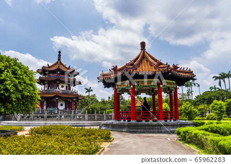 Traditional Chinese style pagoda and pavilion at 228 Peace Memorial Park in Taipei City. Traditional Chinese style pagoda and pavilion at 228 Peace Memorial Park in Taipei City. 65962283
