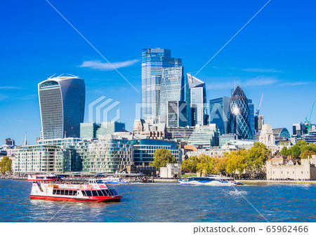 London Thames and City of London skyscrapers 65962466