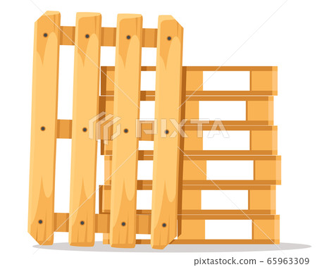 A stack of wooden pallets on top of each other 65963309