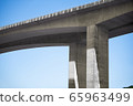 Highway bridge girder under construction, under blue sky 65963499