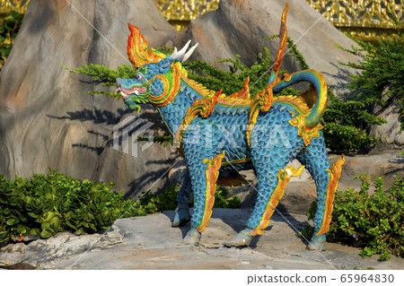 Himmapan animal statue in temple Thailand. Himmapan animal statue in temple Thailand. 65964830