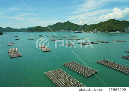 Nissei Bay and oyster raft 65964906