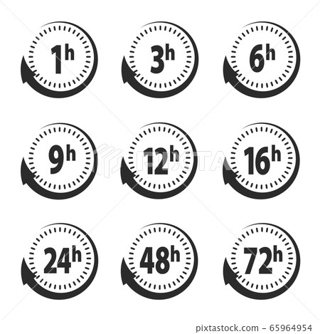 Set of delivery service time icons clock arrow 1, 65964954