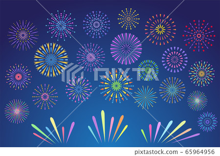 Festive multicolored fireworks. Celebration fire 65964956